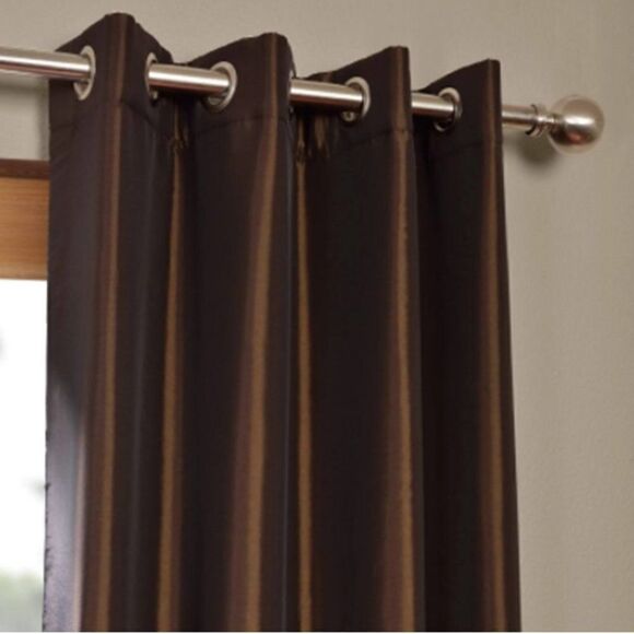 NEW Exclusive Fabrics Grommet Blackout Faux Silk Taffeta 2 Curtains - 50X84 - - Picture 1 of 6